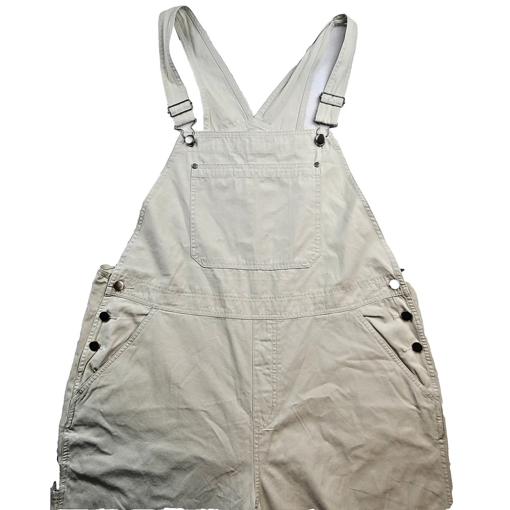 Cherokee Overalls Womens XXL Cream Ivory Cotton Bib Carpenter Adjustable Straps